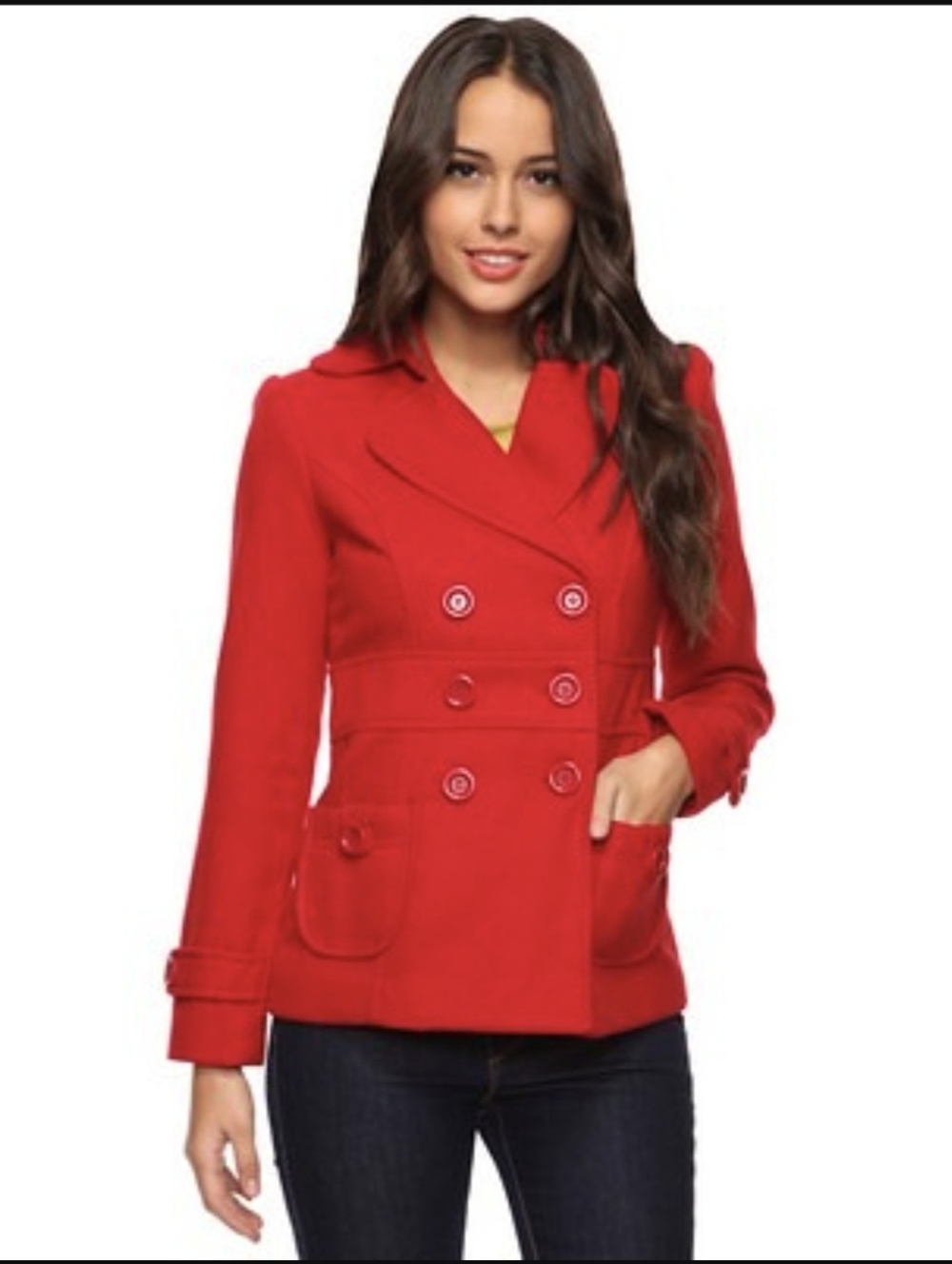 Forever 21 Women's Red Peacoat #0088